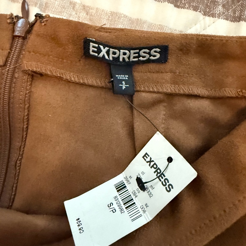 Express suede  Asymmetrical Brown Skirt - Picture 2 of 3